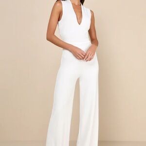Lulus White Sleeveless Jumpsuit